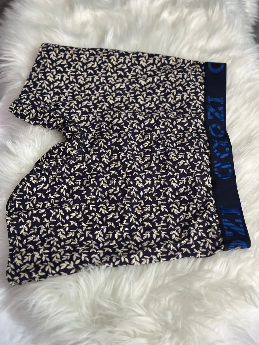 IZOD Men's Leaf Print Boxer Briefs – Navy Blue / Cream