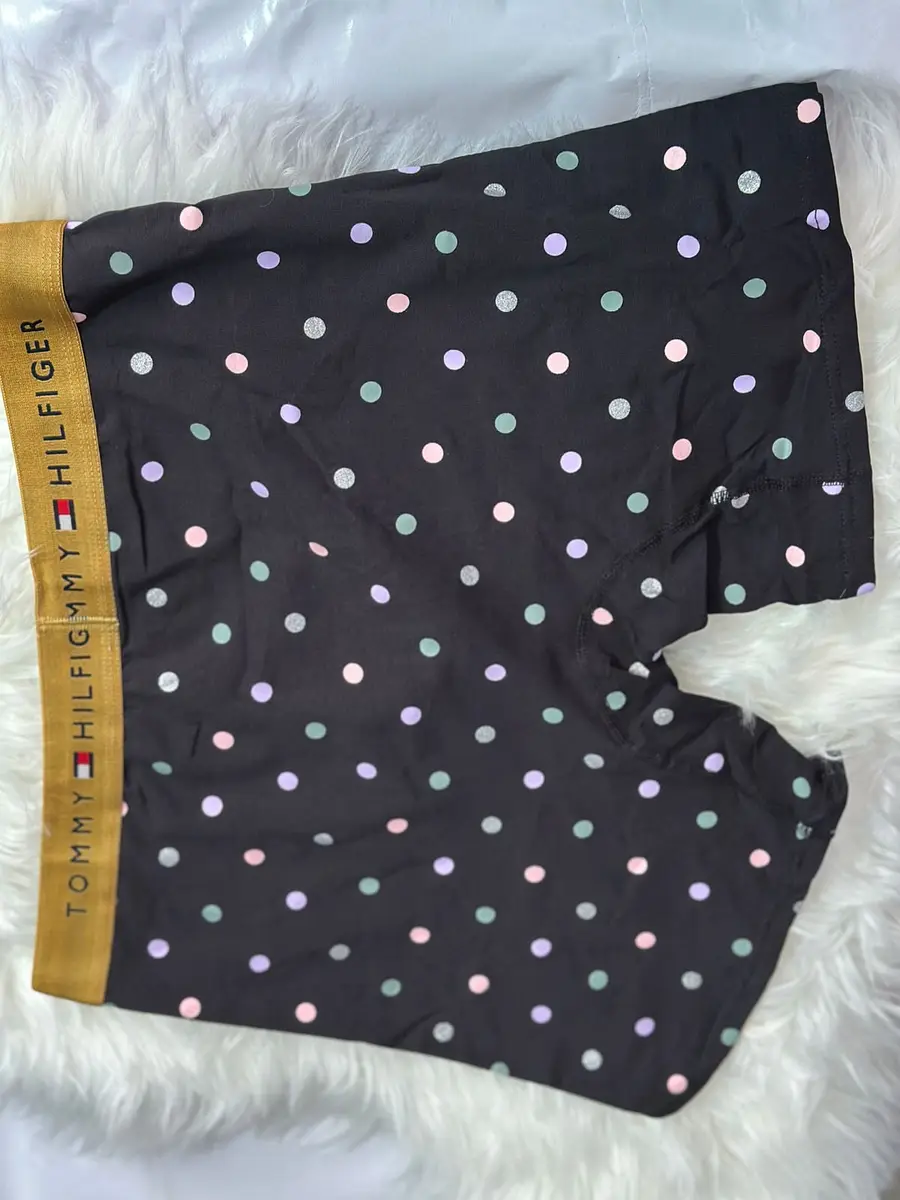 Tommy Hilfiger Men's Polka Dot Boxer Briefs – Black with Gold Elastic Band