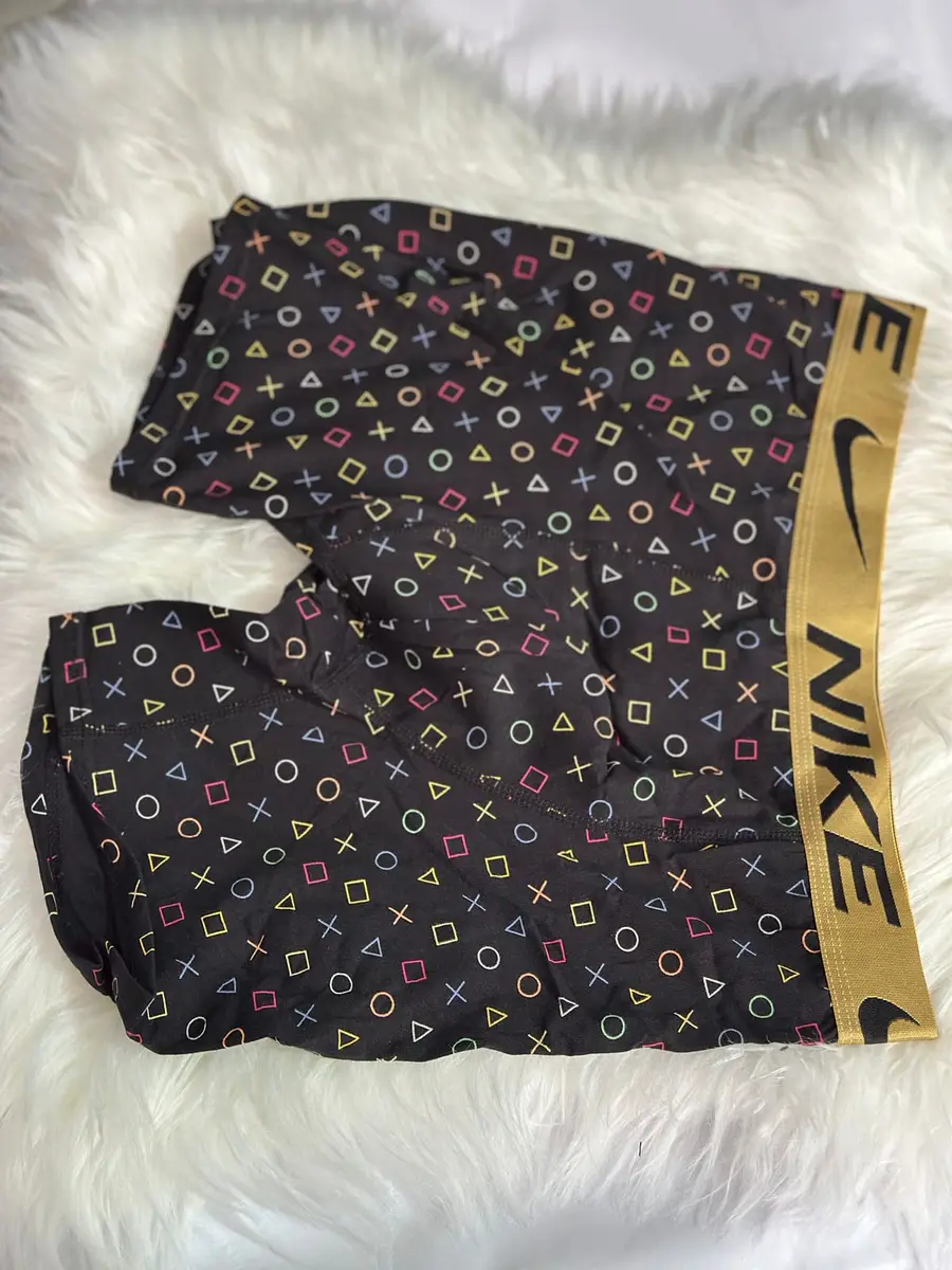 Nike Men's Polka Dot Boxer Briefs – Black with Gold Waistband