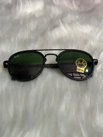 Ray-Ban Round Double-Bridge Matte Black Sunglasses – G-15 Green Lens