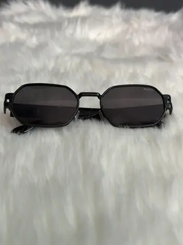 Prada Matte Black Geometric Hexagon Sunglasses – Dark Grey Lens