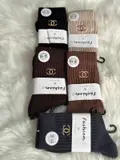 Luxury Designer-Style Soft Cashmere Blend Ribbed Socks - Earth Tones