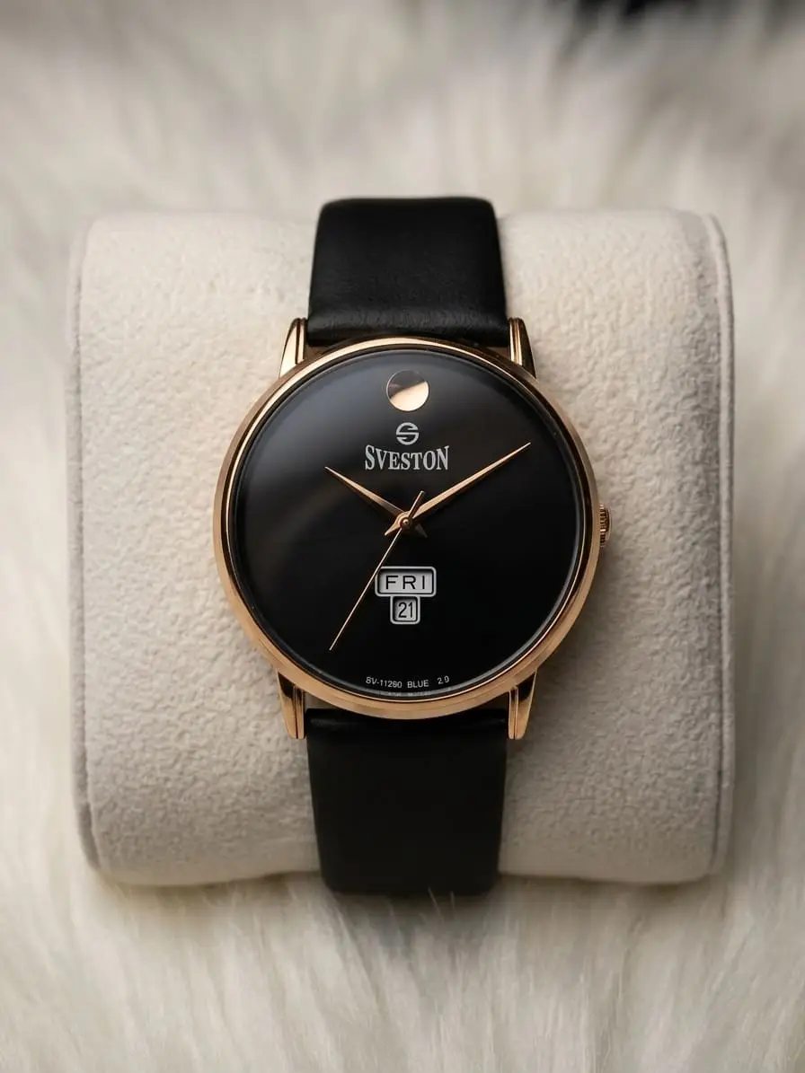 SVESTON SV-11290 Minimalist Museum-Style Gold & Black Watch