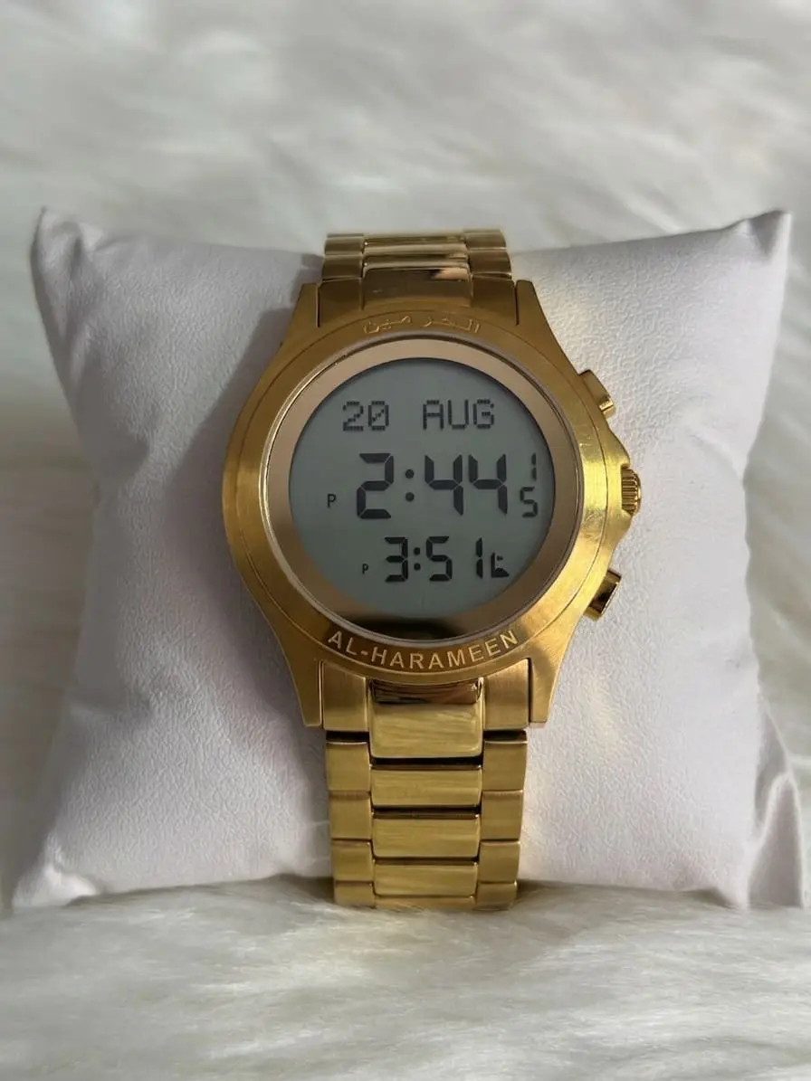 AL-HARAMEEN Gold Stainless Steel Islamic Azan Watch