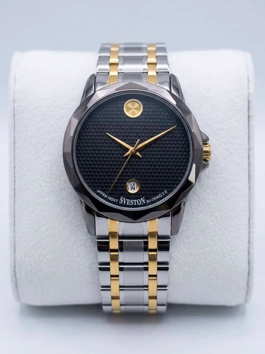 SVESTON Men's Two-Tone Stainless Steel Honeycomb Dial Watch