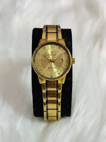 SVESTON Gold-Tone Crystal Accent Quartz Watch with Date Display